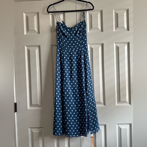 Reformation Juliette Polka Dot-Print Crepe Midi Dress - Picture 6 of 7